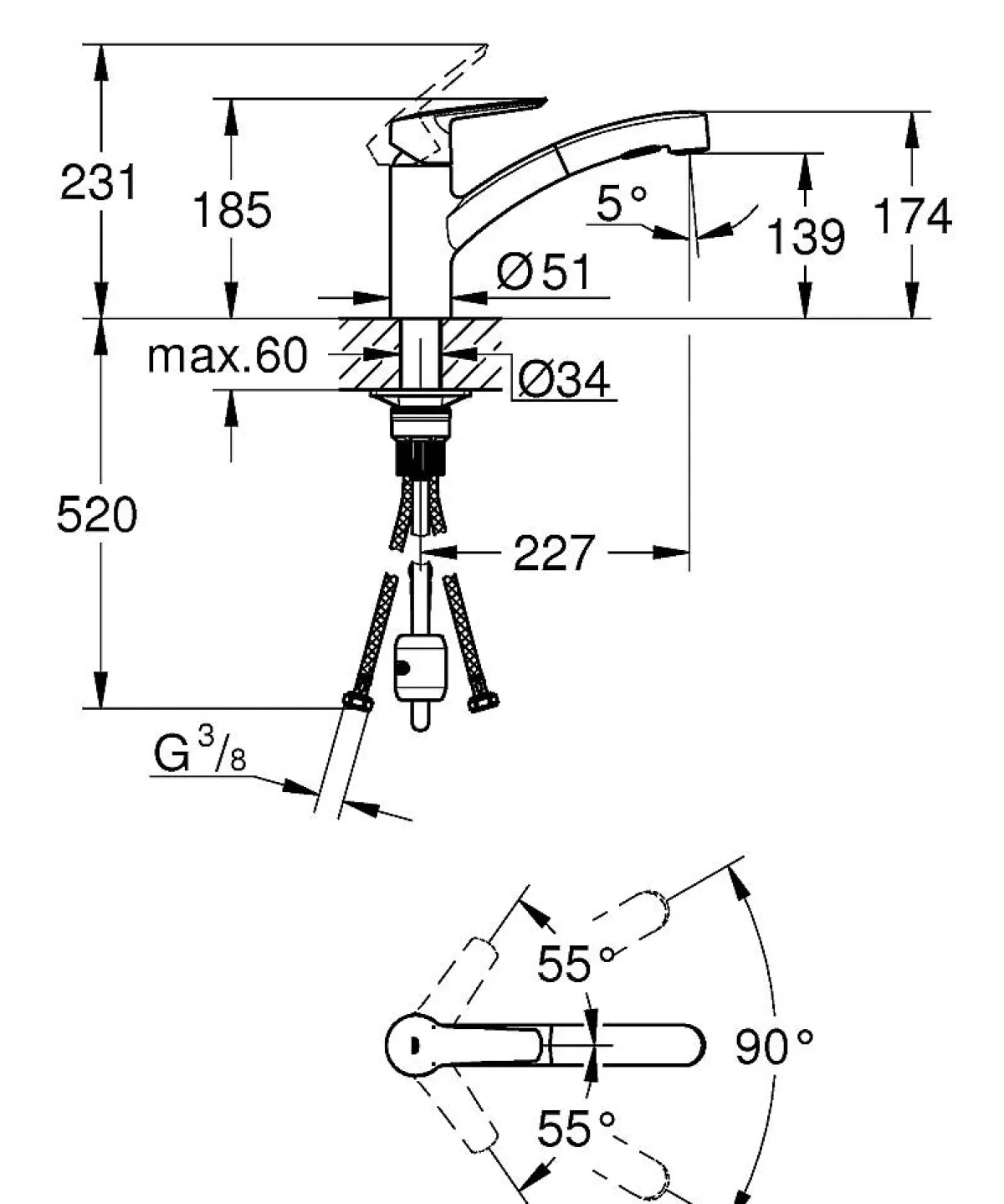 Brico Grohe Keukenmengkraan Start Geintegreerde Uittrekbare Sproeier 2 Straalsoorten Mat Zwart Outlet