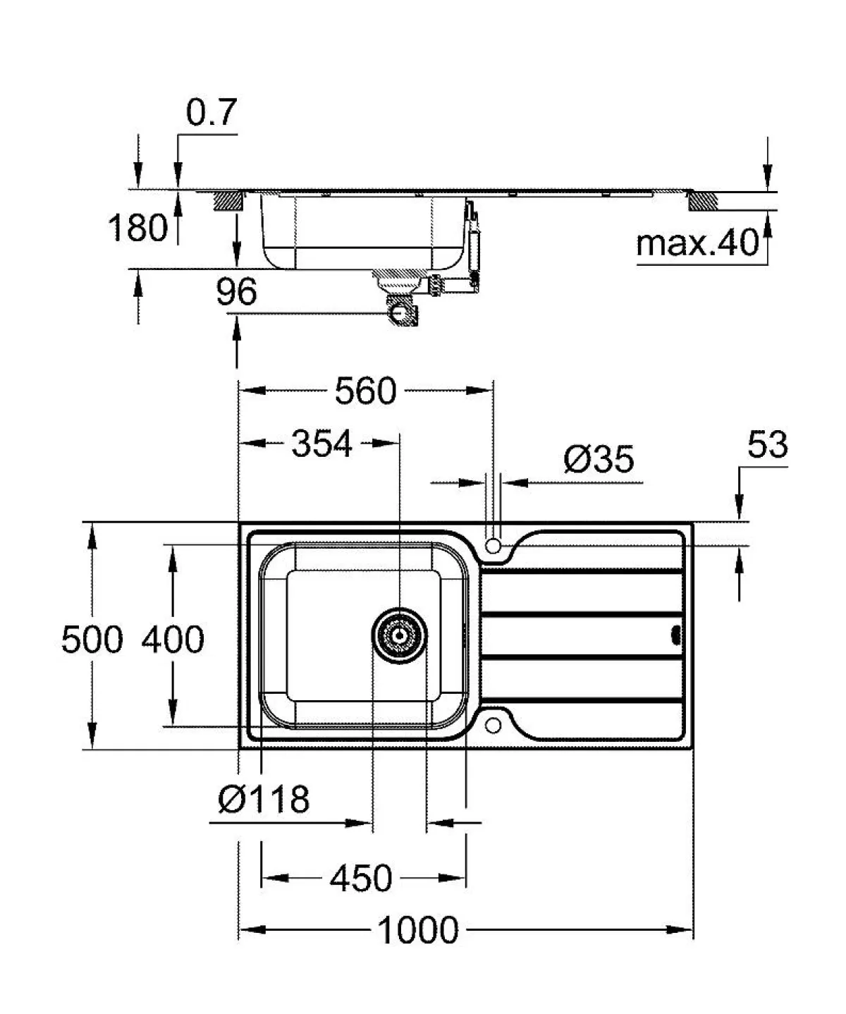 Brico Grohe Spoelbak K500 Met Druiprek 1000X500Mm Rvs Flash Sale