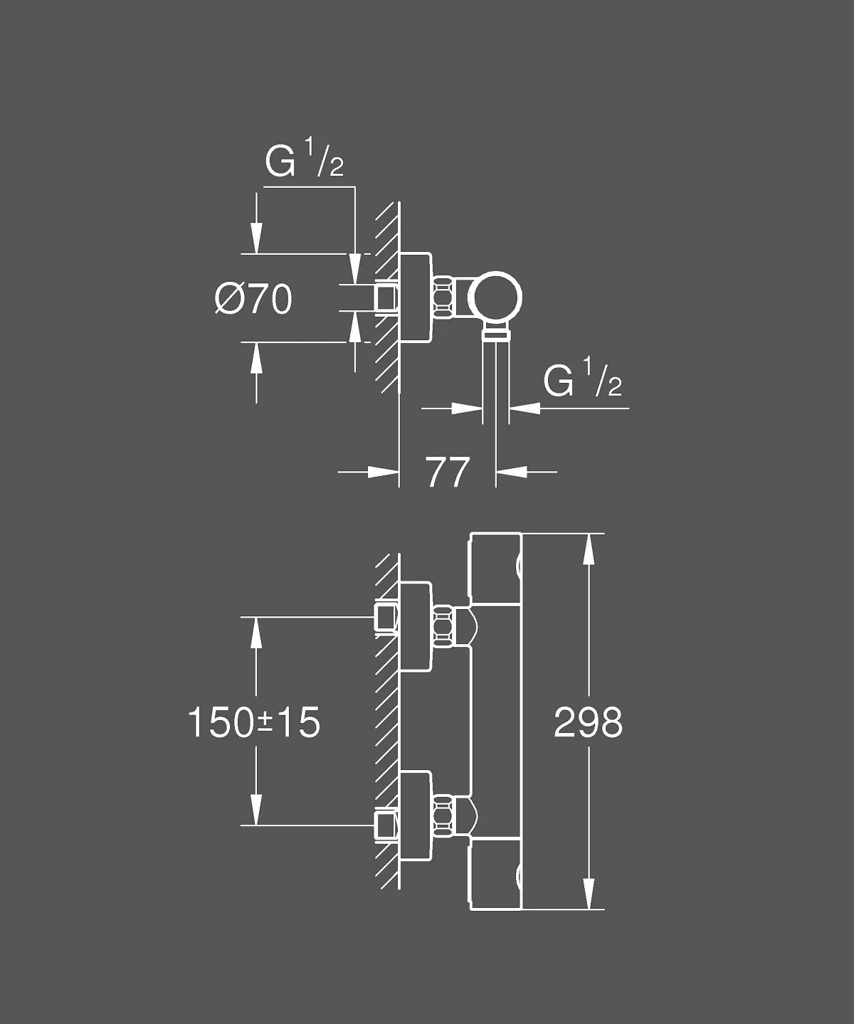 Brico Grohe Thermostatische Douchemengkraan Grohterm 1000 Cosmopolitan M Donkergrijs Geborsteld Best
