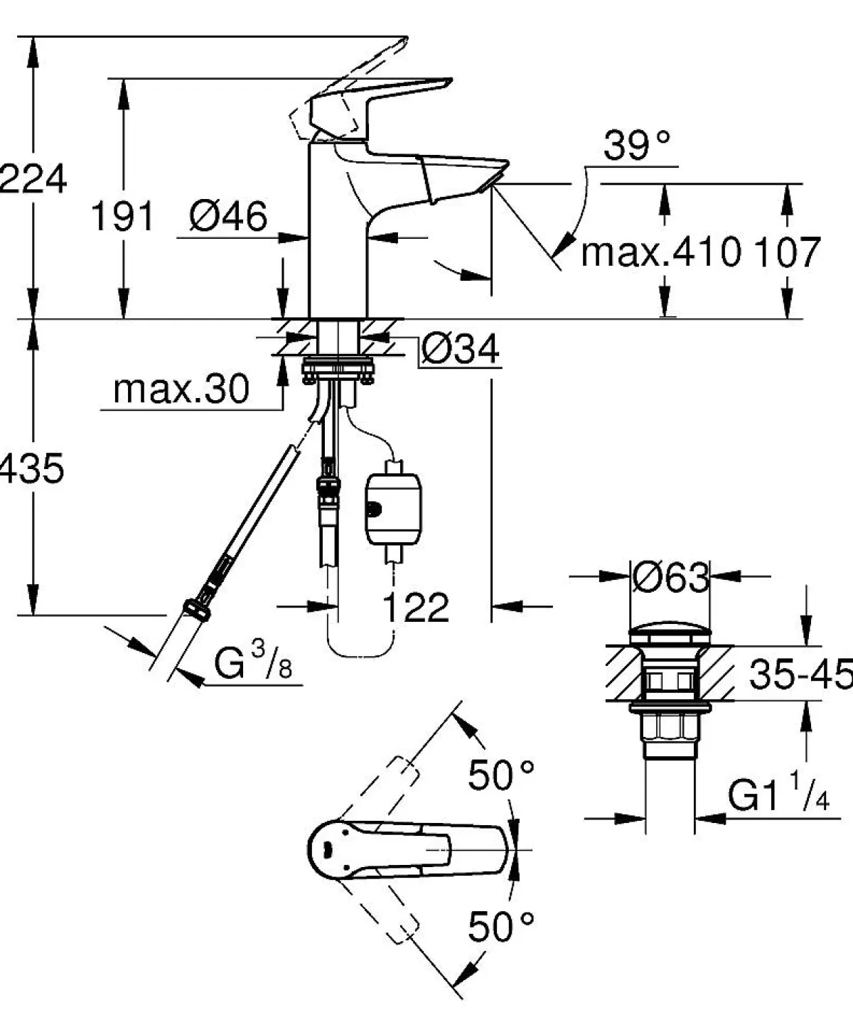 Brico Grohe Wastafelmengkraan Start M-Size Chroom Met Uittrekbare Uitloop Cheap