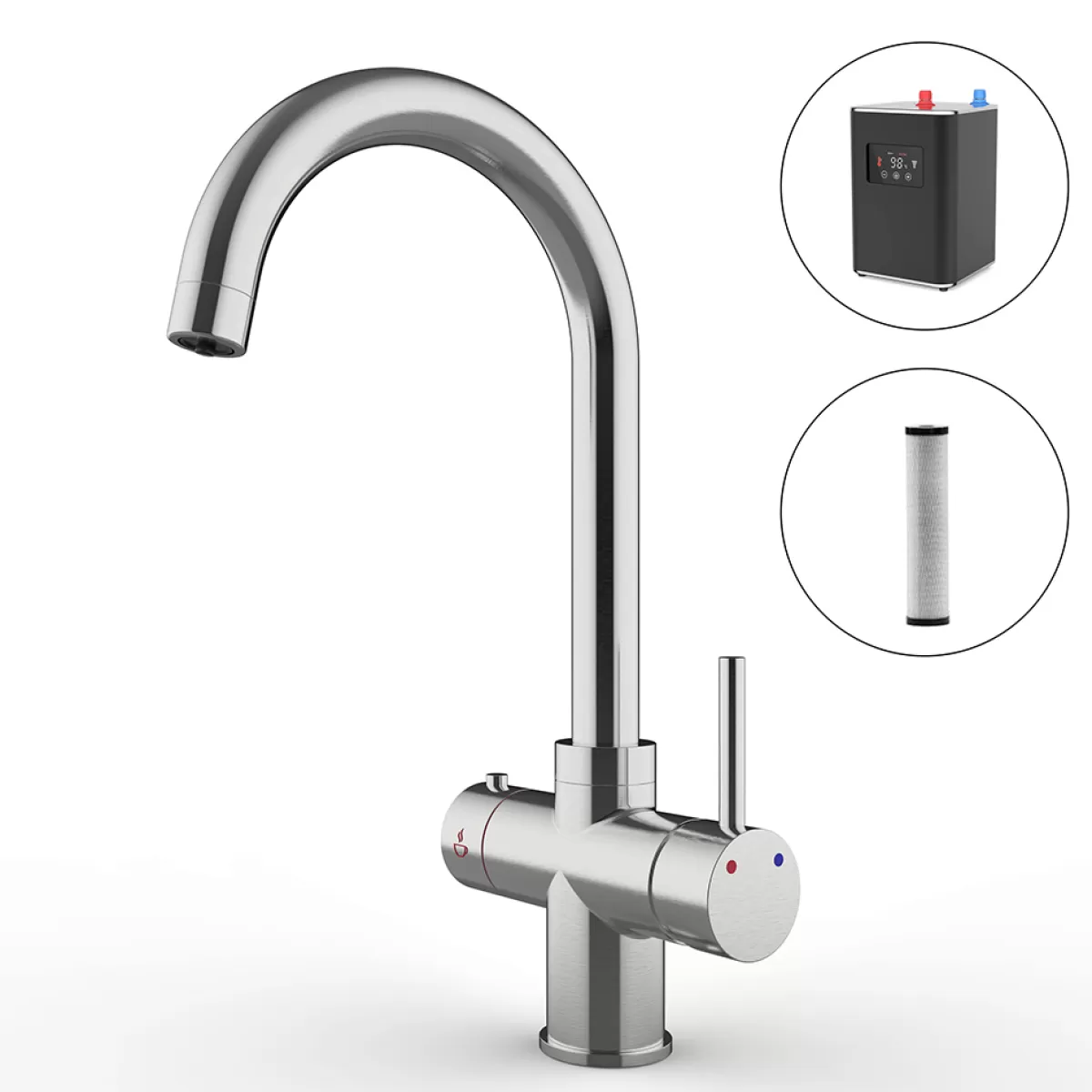 Brico Gulser 3In1 Kokend Water Kraan - C Vorm Uitloop - 2.4L Boiler- Rvs
