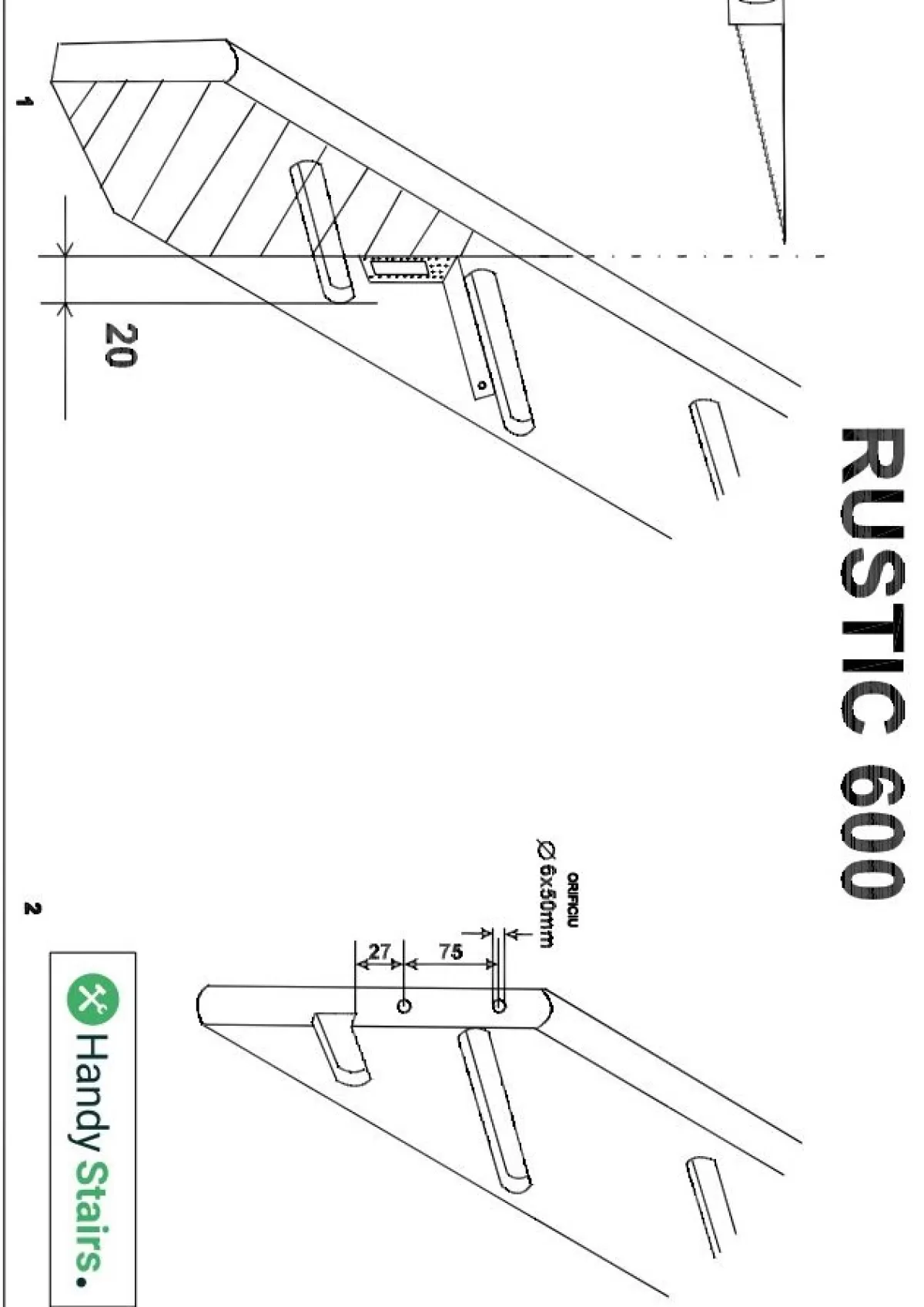 Brico Zoldertrappen-Handystairs Molenaarstrap "Rustic60" - Kwartslag Rechts - Hoogte 280Cm - 13 Treden Van Grenenhout
