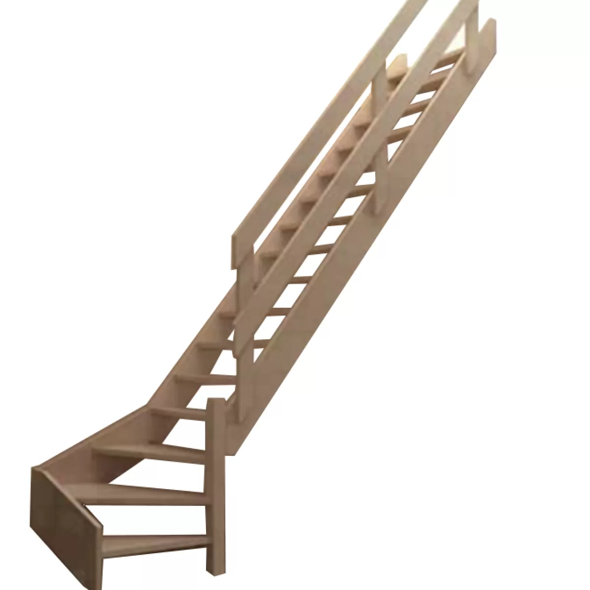 Brico Zoldertrappen-Handystairs Molenaarstrap "Rustic60" - Kwartslag Rechts - Hoogte 280Cm - 13 Treden Van Grenenhout