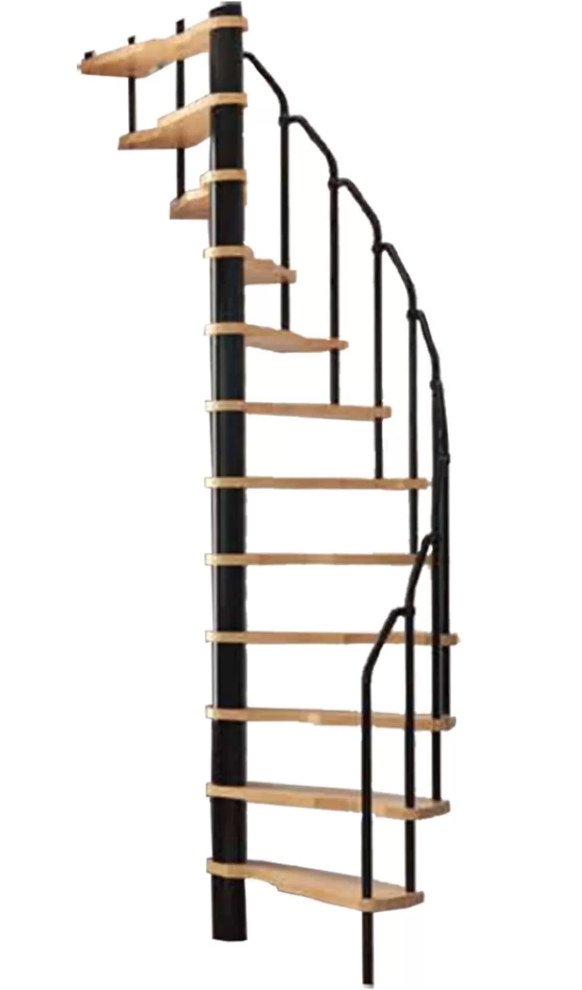 Brico Zoldertrappen-Handystairs Ruimtebesparende Spiltrap "Radius" - 140X70 Cm - 299 Cm Hoog - 12 Beuken Treden - Zwart