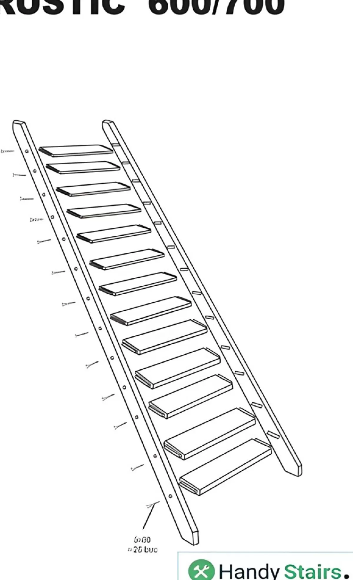Brico Zoldertrappen-Handystairs Steektrap "Rustic60" - 60Cm Breed - Hoogte 280Cm - 13 Treden Van Grenenhout (30Mm)