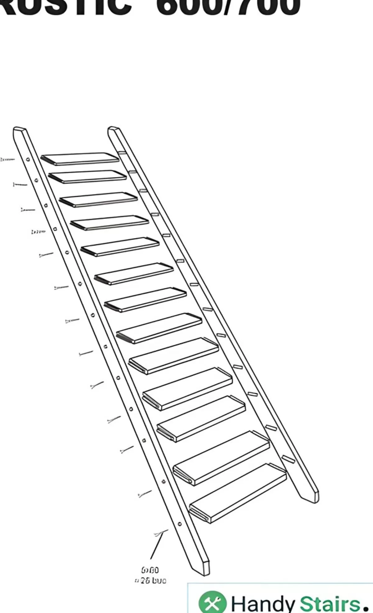 Brico Zoldertrappen-Handystairs Steektrap "Rustic70" - 70Cm Breed - Hoogte 280Cm - 13 Treden Van Beukenhout (30Mm)