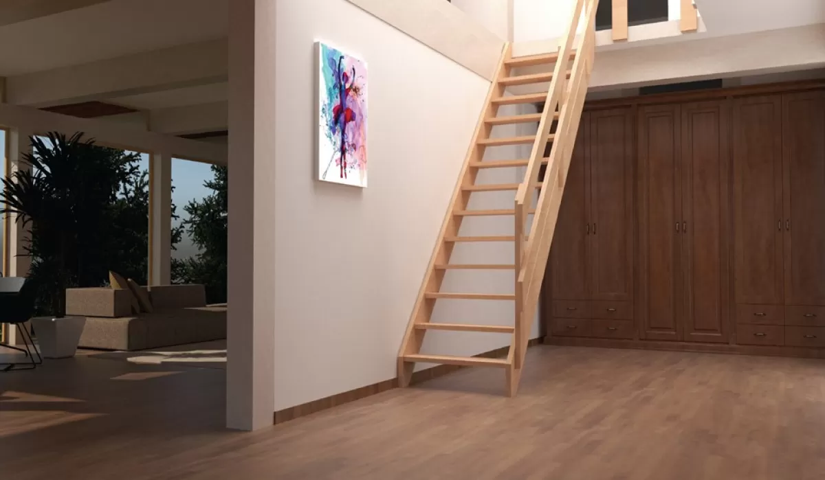 Brico Zoldertrappen-Handystairs Steektrap "Rustic70" - 70Cm Breed - Hoogte 280Cm - 13 Treden Van Grenenhout (30Mm)
