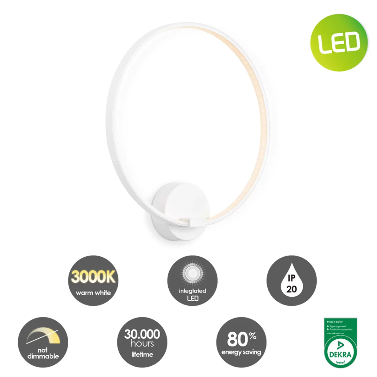 Brico Home Sweet Home Design Led Wandlamp Led Eclips | 35/10/37,5Cm | Wit