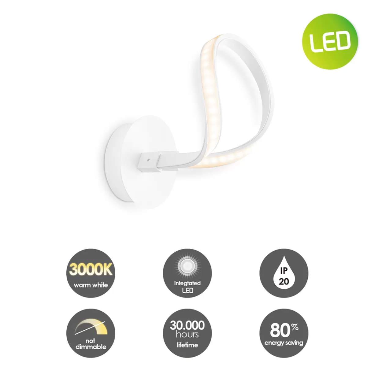 Brico Home Sweet Home Design Led Wandlamp Led String | 17/20/23,5Cm | Wit