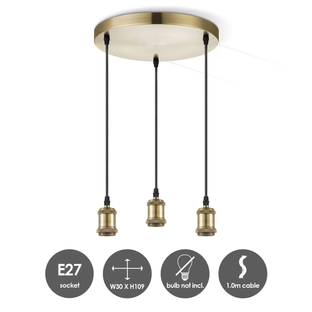 Brico Home Sweet Home Hanglamp Vintage Brons 35Cm 3Xe27