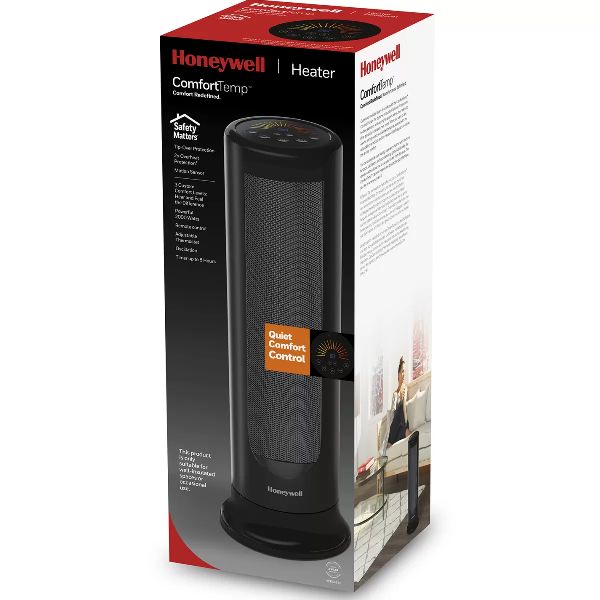 Brico Honeywell Keramische Verwarming Comforttemp Met Bewegingssensor Hce646Be Zwart