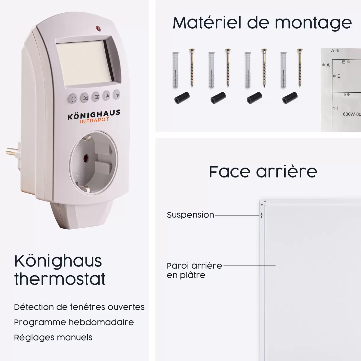 Brico Infrarood Verwarming Panorama-Serie 1200W Met Thermostaat