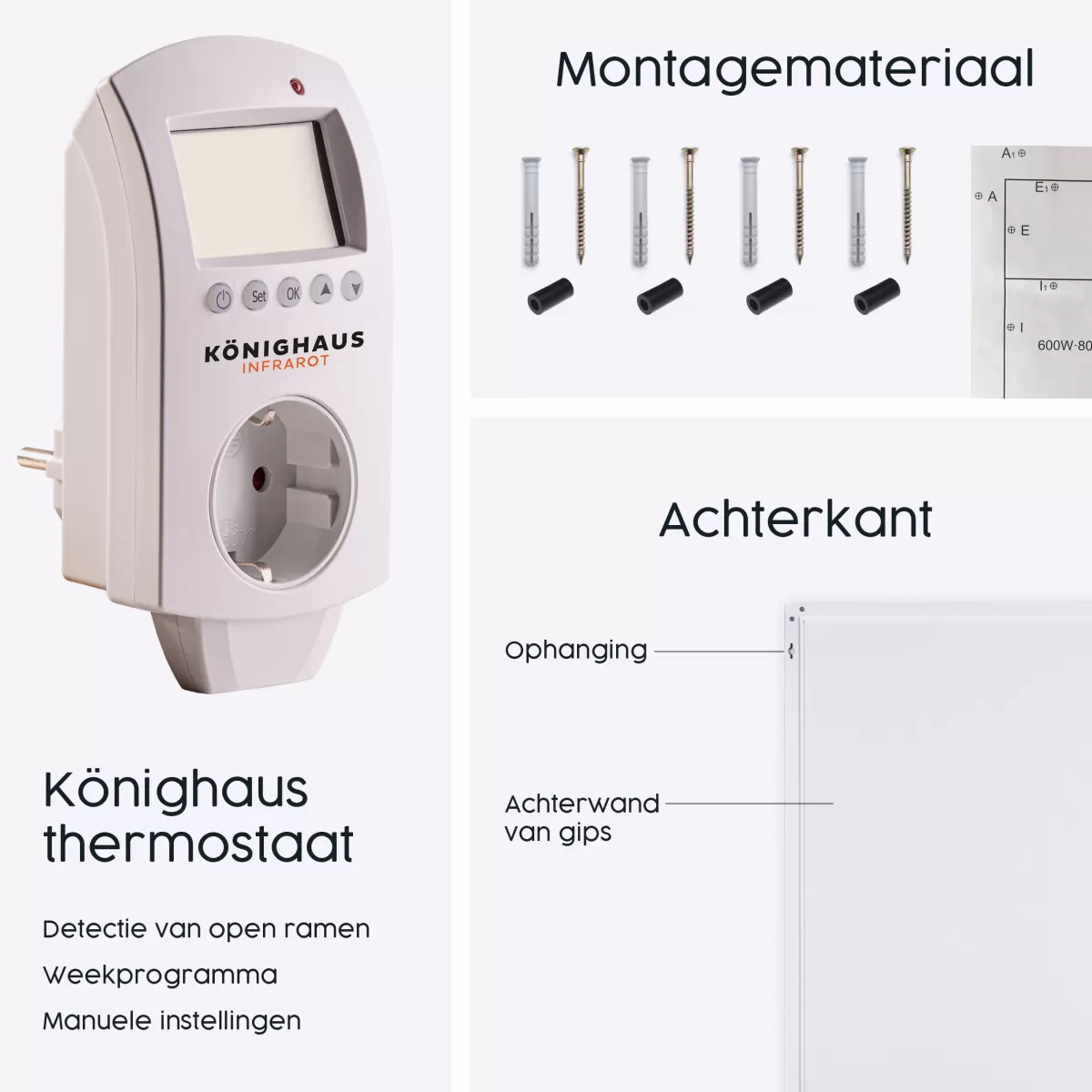 Brico Infrarood Verwarming Panorama-Serie 1200W Met Thermostaat