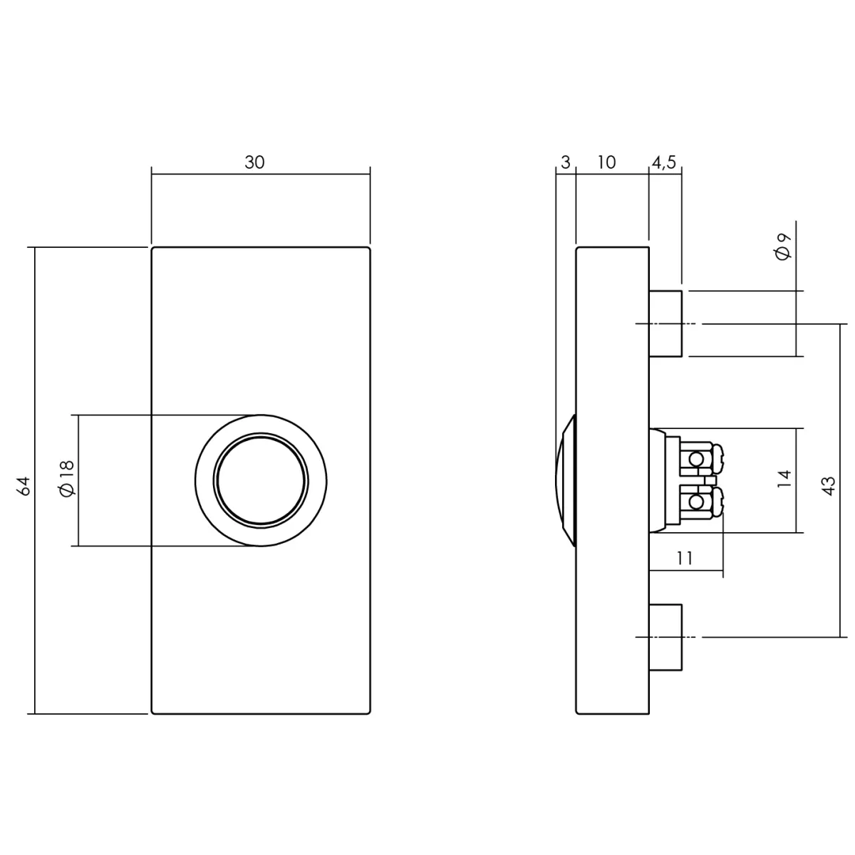 Brico Deurbellen-Intersteel Deurbel Rechthoekig Rvs/Zwart 65X30X10 Mm