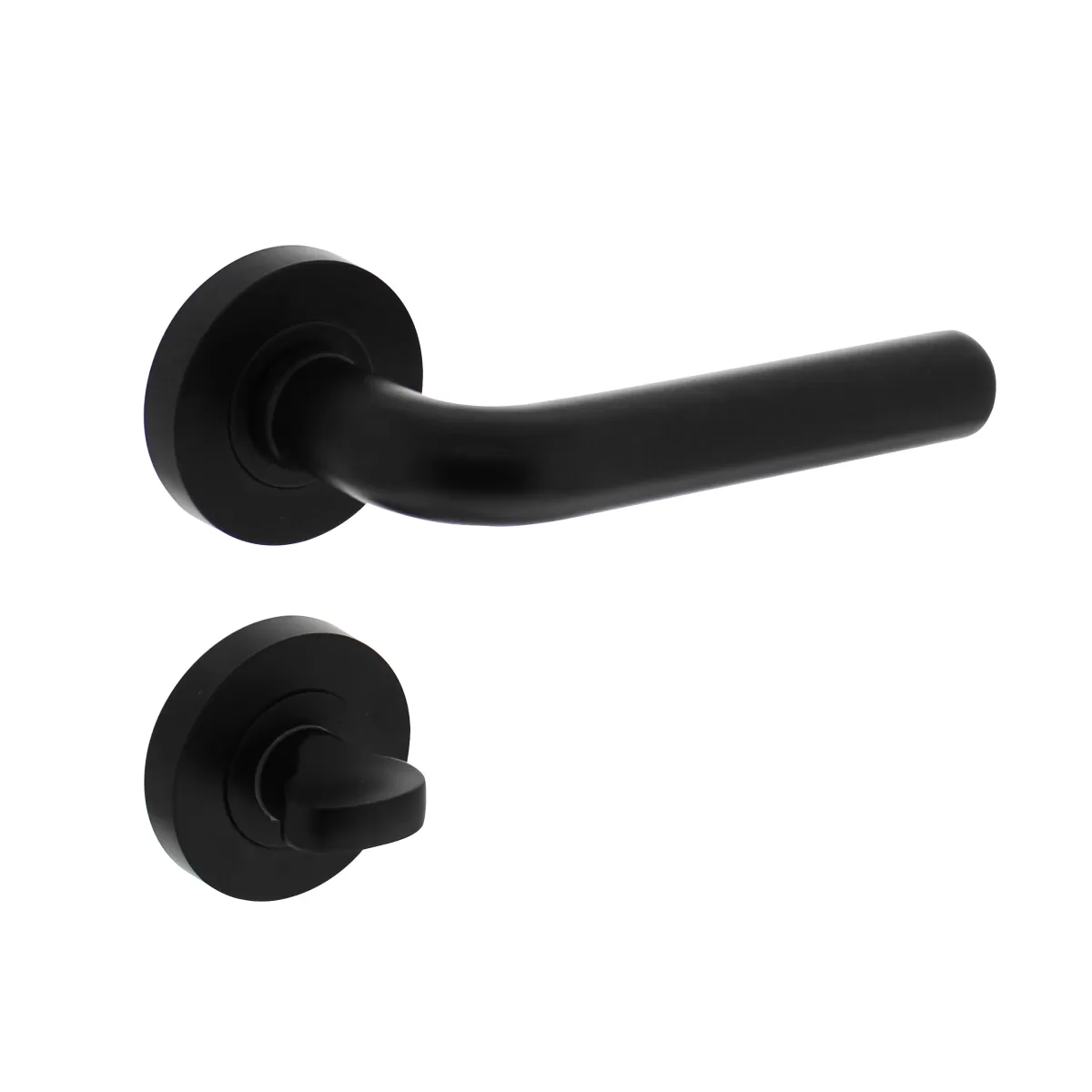 Brico Deurbeslag-Intersteel Deurklink Op Rozet Agatha O52X10 Mm Met Nokken En Wc-Slot Met Stang 8X8Mm Zwart
