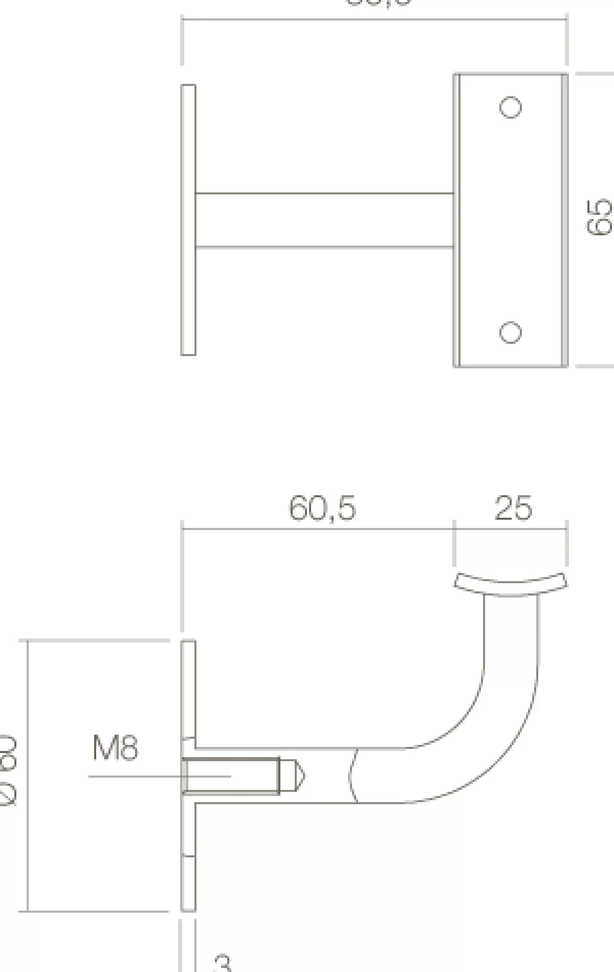 Brico Trapleuningen-Intersteel Leuninghouder Gebogen Vierkant Hol Zadel Zwart