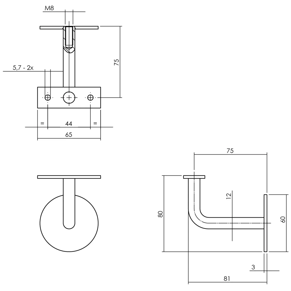 Brico Trapleuningen-Intersteel Leuninghouder Gebogen Vlak Zadel Rvs Geborsteld