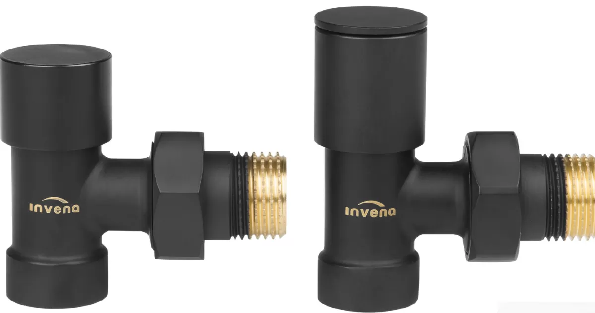 Brico Invena Schuine Handbediende Set Zwart Afgewerkt Verwarmer 1/2" Inch Bsp Radiatoraansluiting