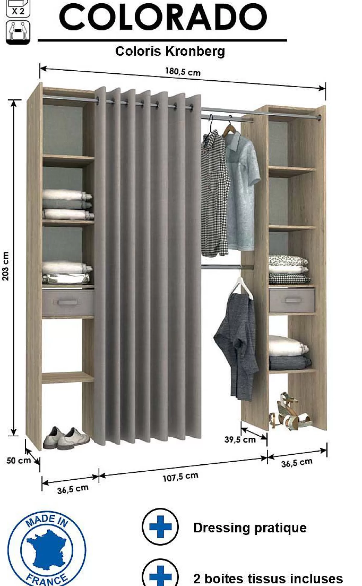 Brico Kast Colorado Uitrekbaar Eik Met Gordijn 10 Planken Cheap