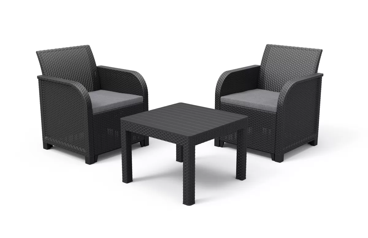 Brico Loungesets-Keter Balkon Loungeset Rosalie + Kussens Wicker 3-Delig