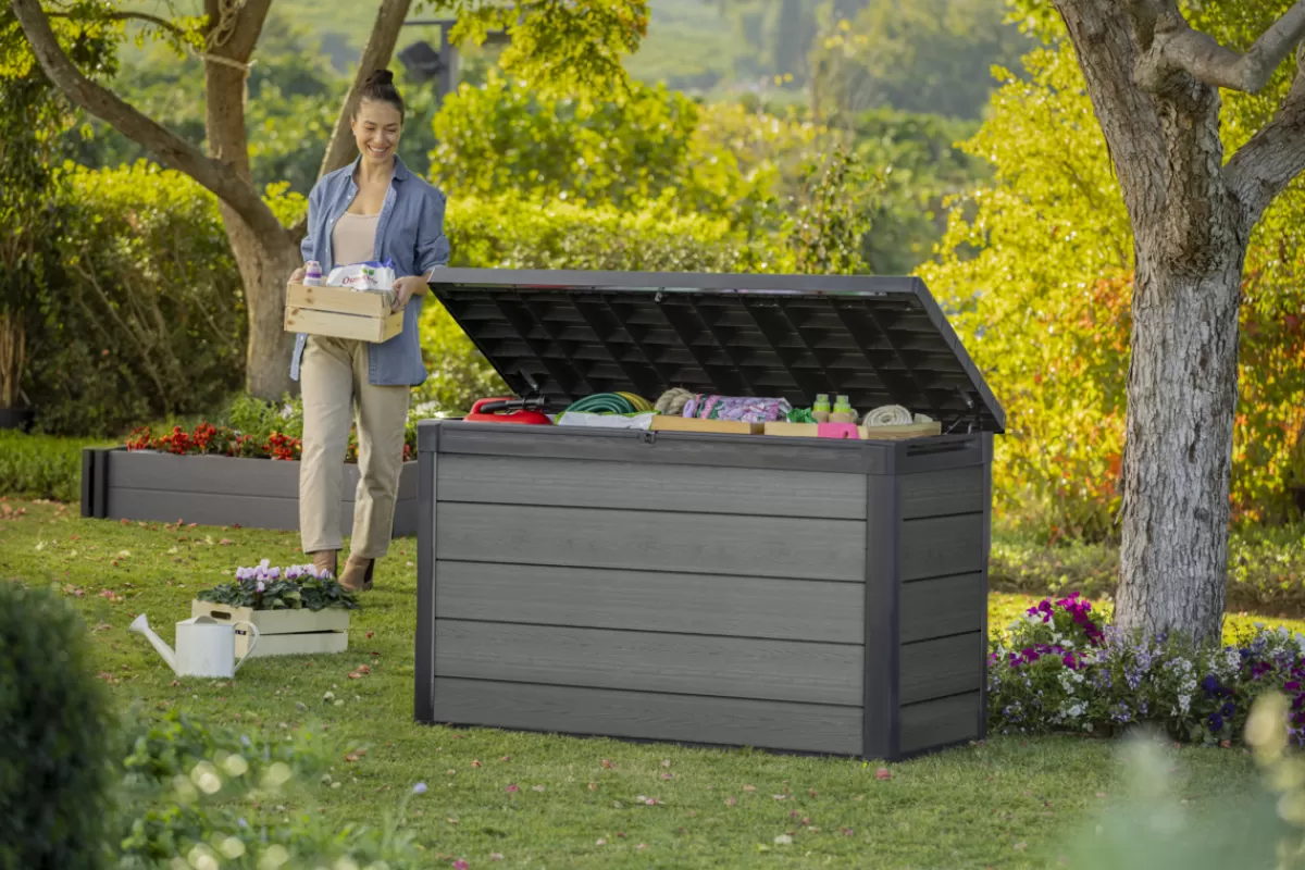 Brico Opbergboxen Tuin-Keter Cortina Opbergbox - 757L - 151.7X72.5X90 Cm - Grijs
