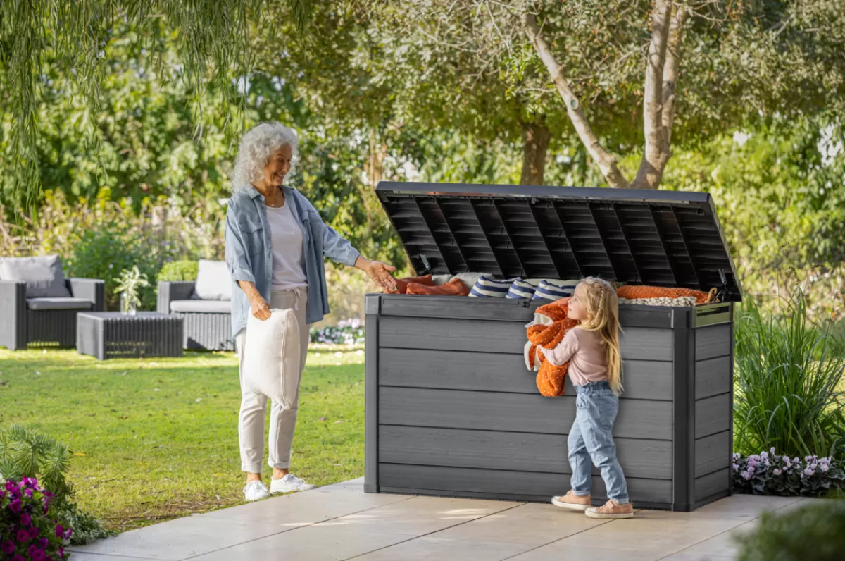 Brico Opbergboxen Tuin-Keter Cortina Opbergbox - 757L - 151.7X72.5X90 Cm - Grijs