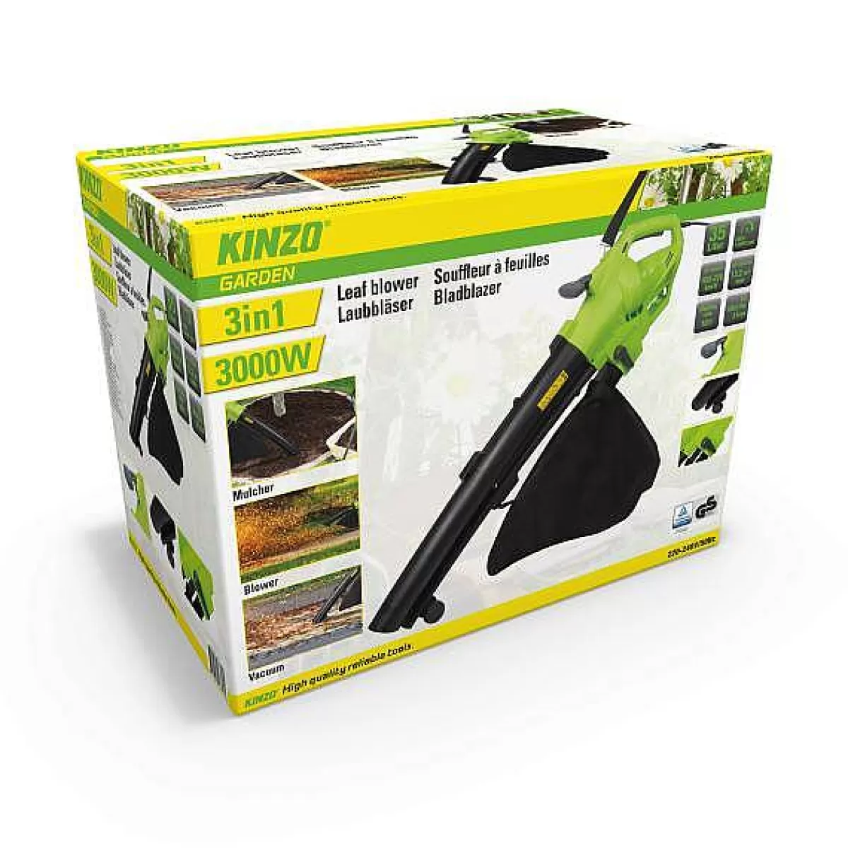 Brico Kinzo Bladblazer - Met Opvangzak - 3000W - 3-In-1 Store