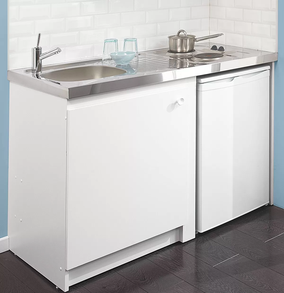 Brico Kitchenette Eco Aanrecht Rvs 120X60X5Cm Met 2 Ingebouwde Kookplaten 2X1500W Cheap