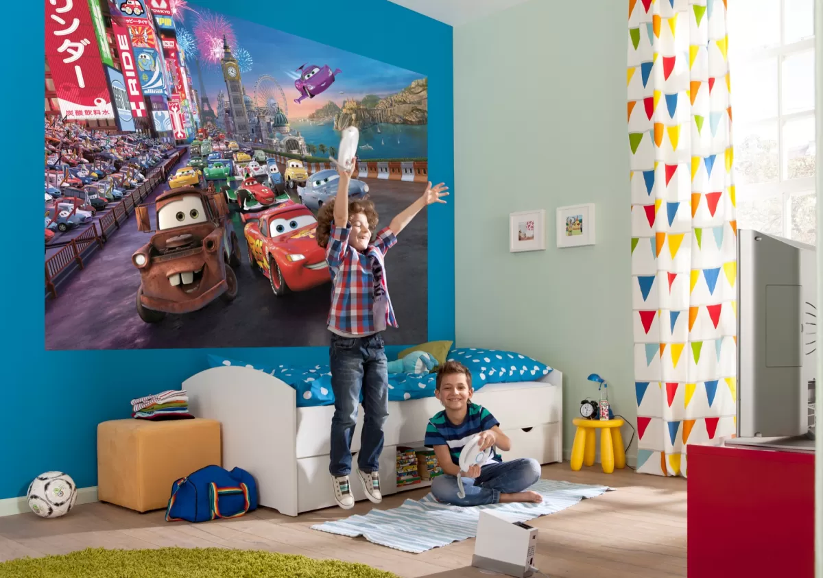 Brico Behang Kinderkamer-Komar Sticker 'Cars Race' 254 X 184 Cm