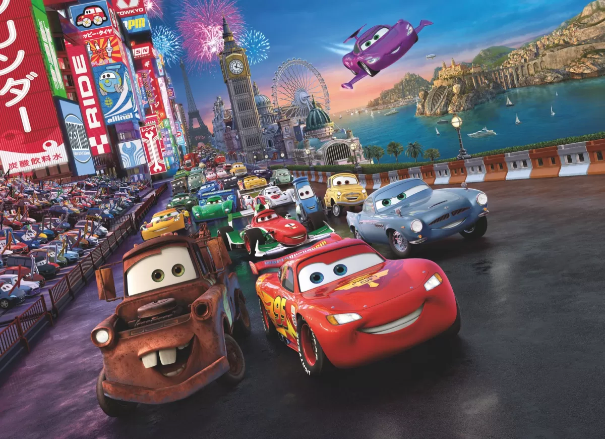 Brico Behang Kinderkamer-Komar Sticker 'Cars Race' 254 X 184 Cm