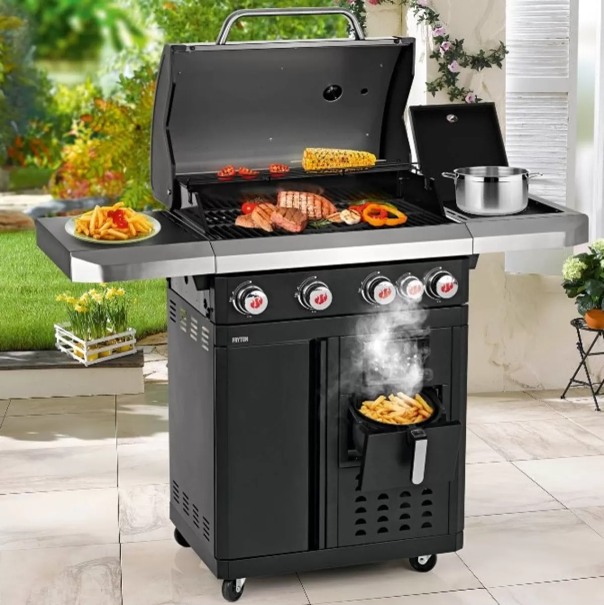 Brico Gasbarbecue-Landmann Gasbarbecue Fryton 4.1 Cook 4X3Kw + Airfryer