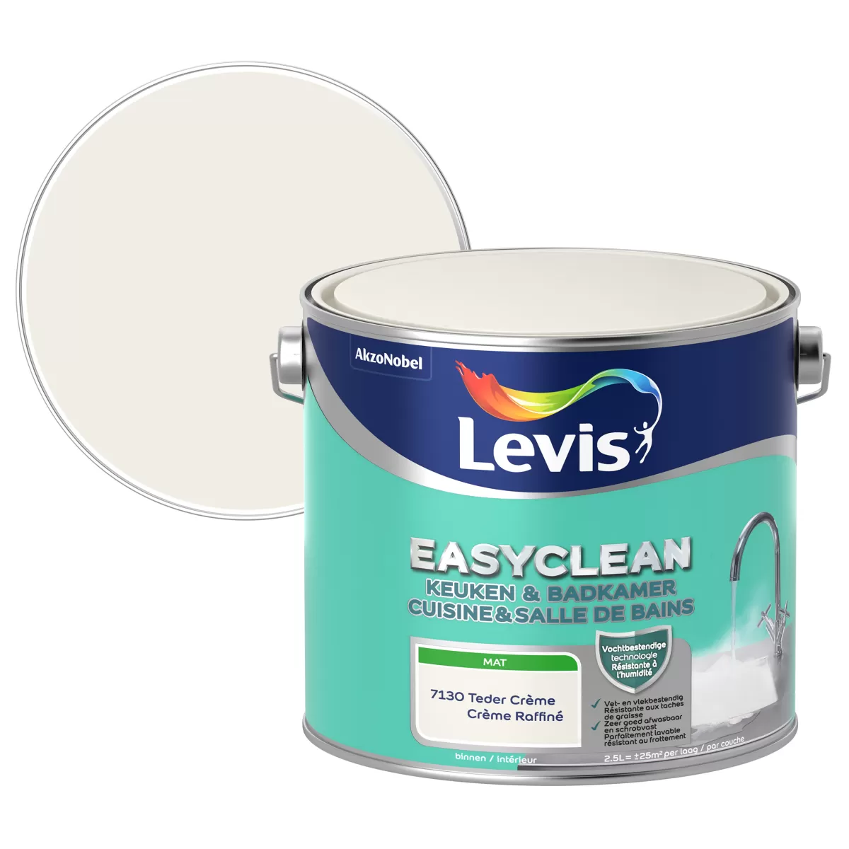 Brico Muurverf-Levis Easyclean Muurverf Keuken&Badkamer Teder Creme 2,5L