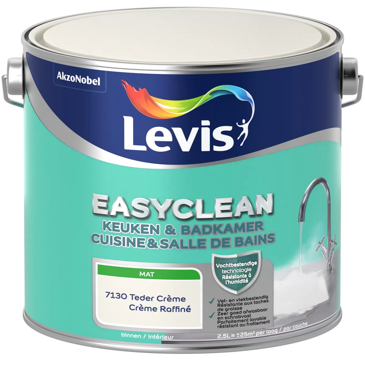 Brico Muurverf-Levis Easyclean Muurverf Keuken&Badkamer Teder Creme 2,5L