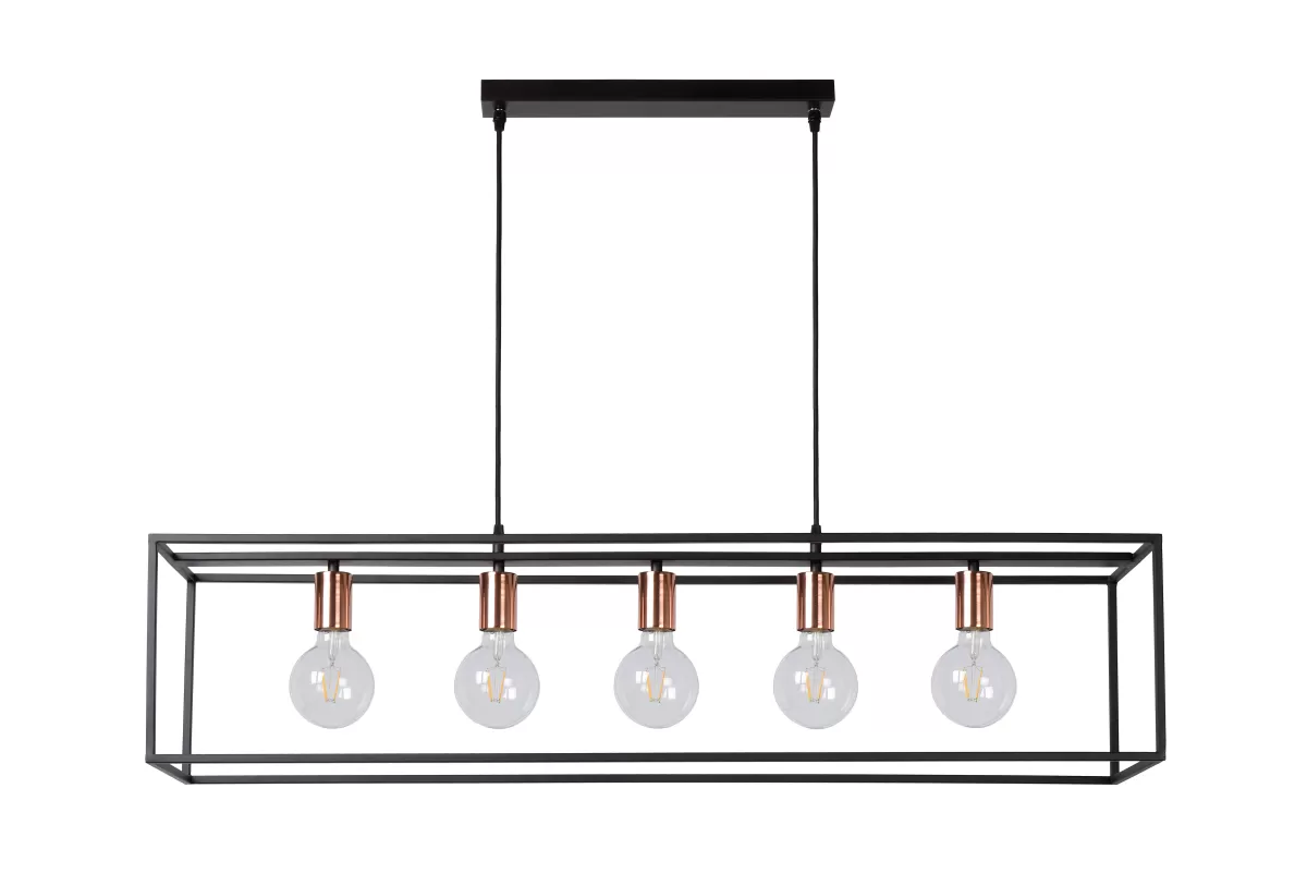 Brico Lucide Hanglamp Arthur Zwart 5Xe27 5W