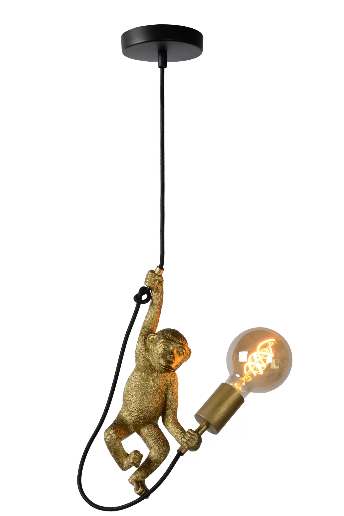 Brico Lucide Hanglamp Extravaganza Chimp Zwart Goud E27