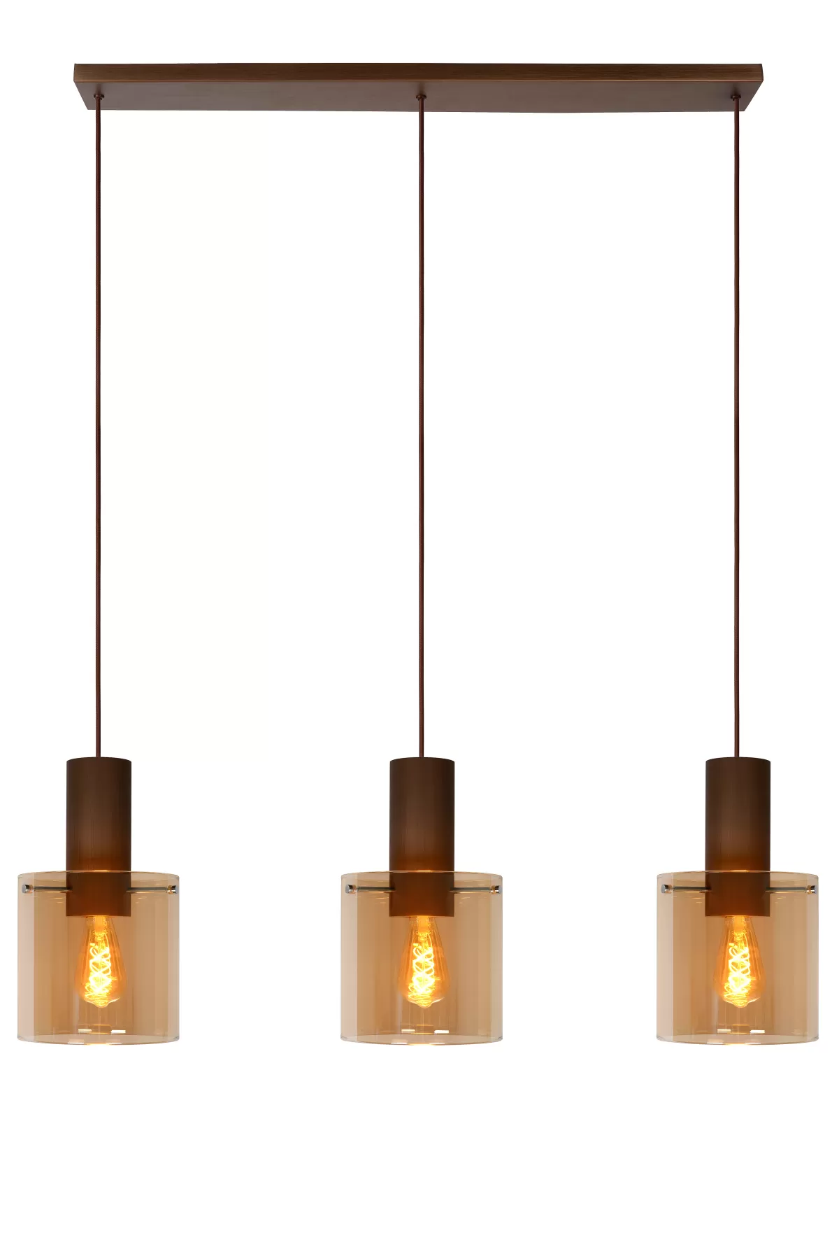 Brico Lucide Hanglamp Toledo Balk Amber 3Xe27