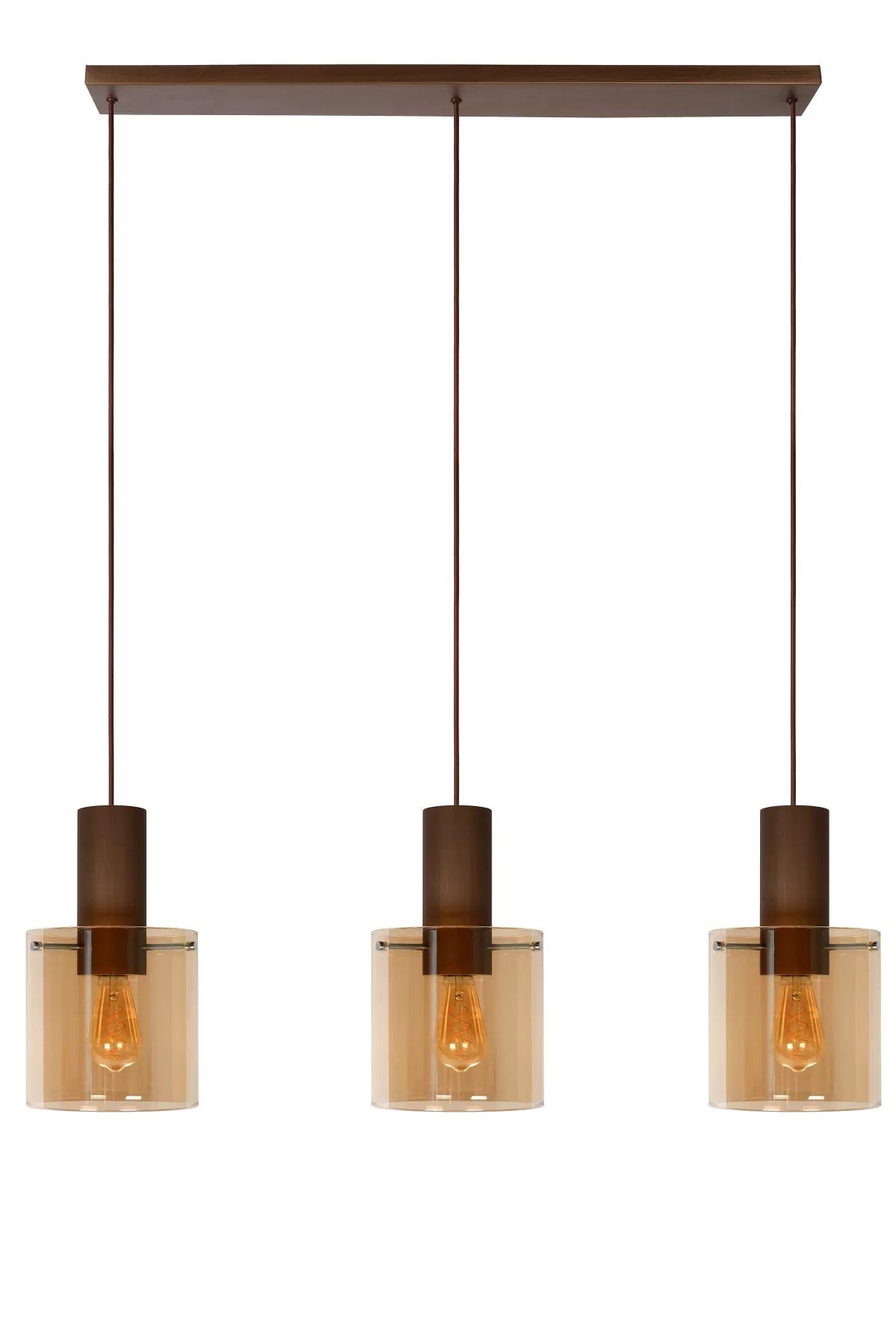 Brico Lucide Hanglamp Toledo Balk Amber 3Xe27