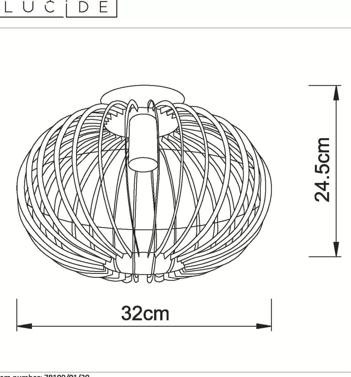 Brico Lucide Plafondlamp Reda Zwart 32Cm E27