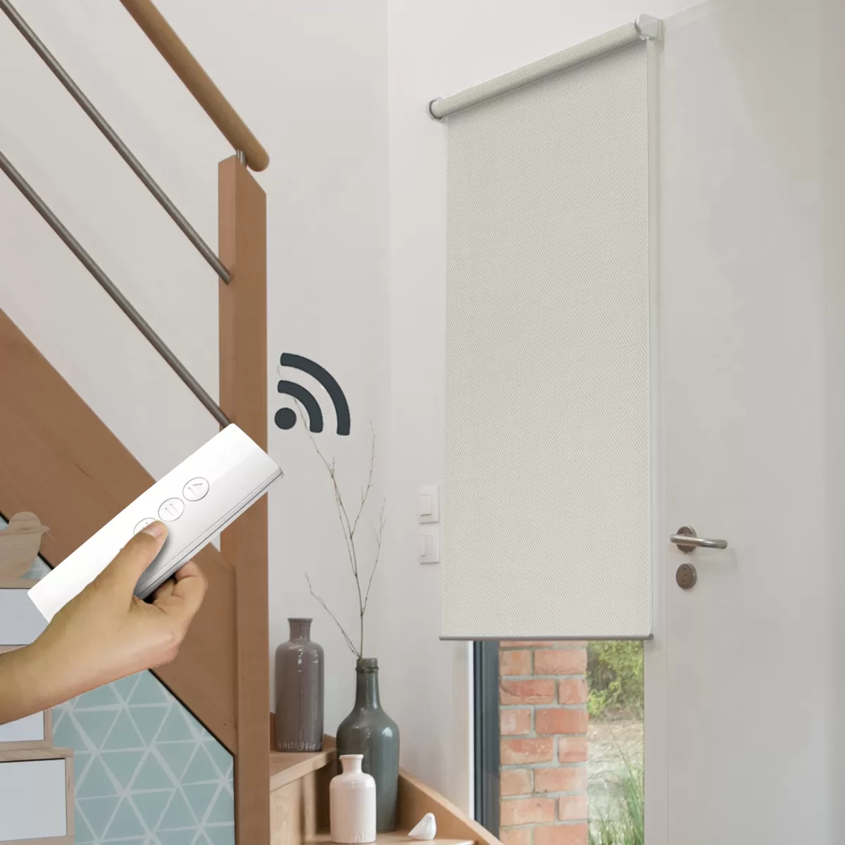 Brico Isolerende Raamdecoratie-Madeco Beige E-Roll Gemotoriseerd Screen Rolgordijn Beige 60X250Cm