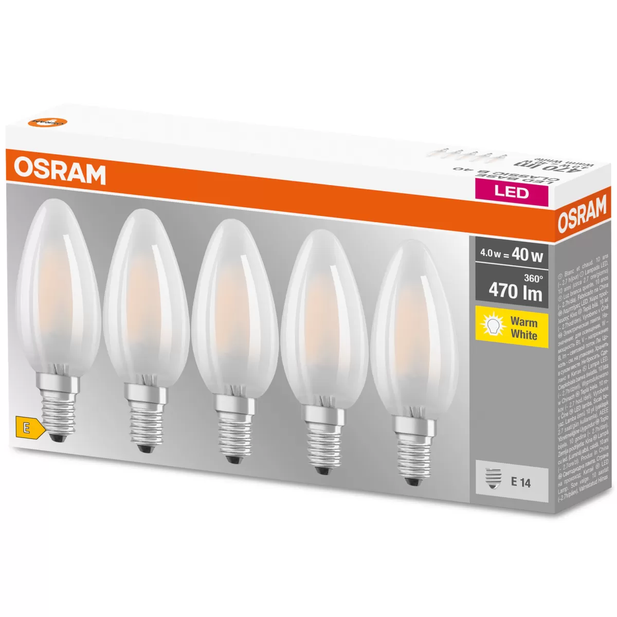 Brico Osram Ledlamp Base Classic B Warm Wit E14 4W 5St.