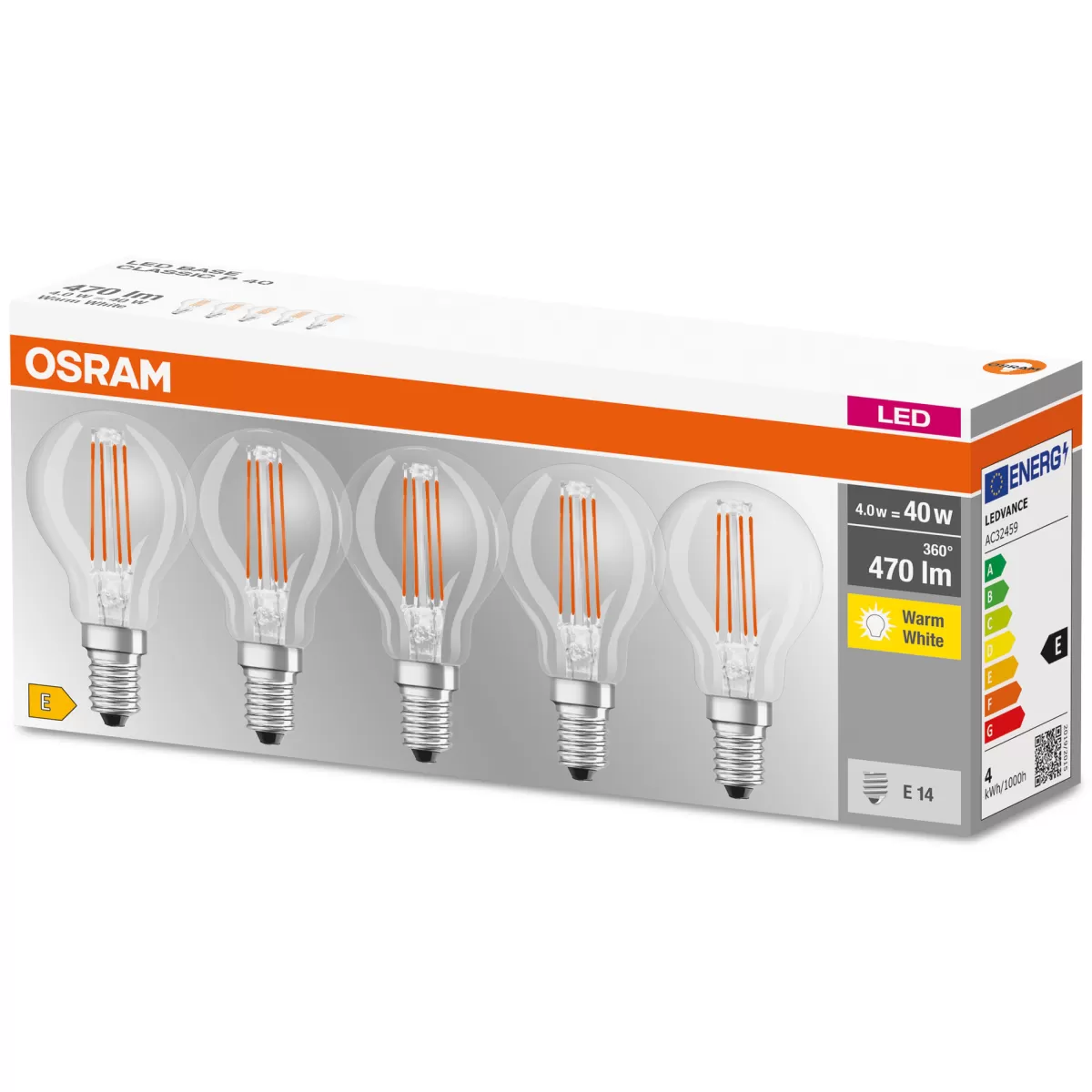 Brico Osram Ledlamp Base Classic P Warm Wit E14 4W 5St.