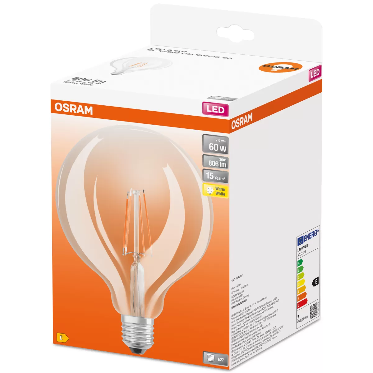 Brico Osram Ledlamp Retrofit Classic Globe 125 Warm Wit E27 6,5W