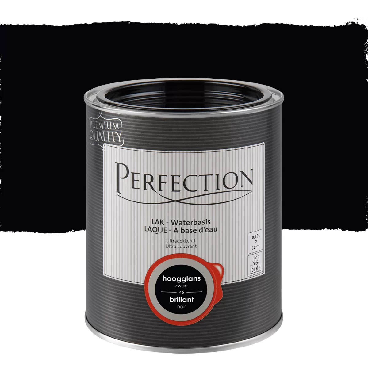 Brico Lakken-Perfection Lak Ultradekkend Hoogglans Koolstoff Zwart 750Ml