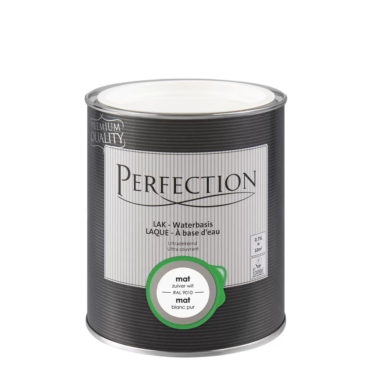 Brico Lakken-Perfection Lak Ultradekkend Mat Zuiver Wit Ral 9010 750Ml