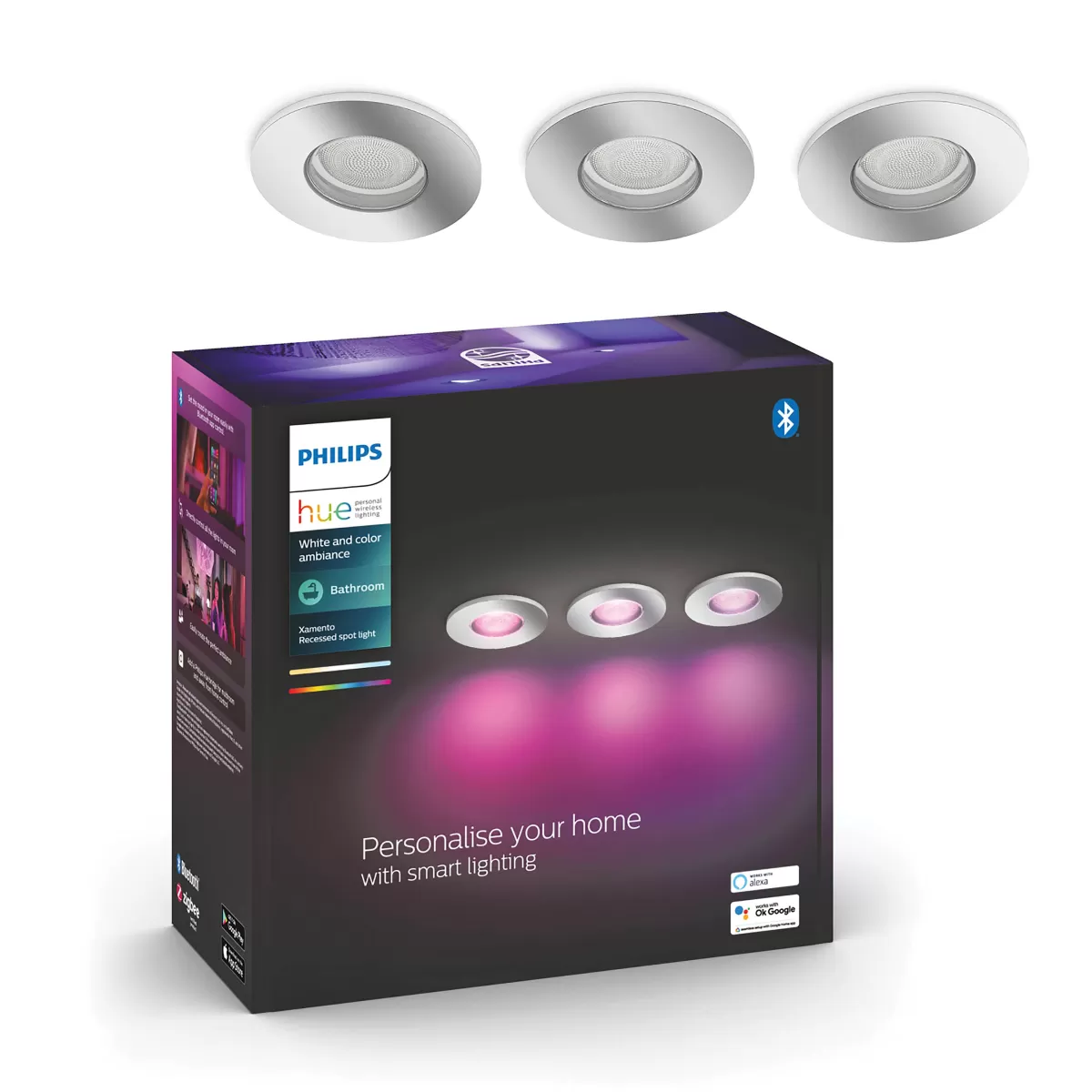 Brico Philips Hue Inbouwspot Xamento Chroom 9,3Cm Gu10 5,7W 3 Stuks Store
