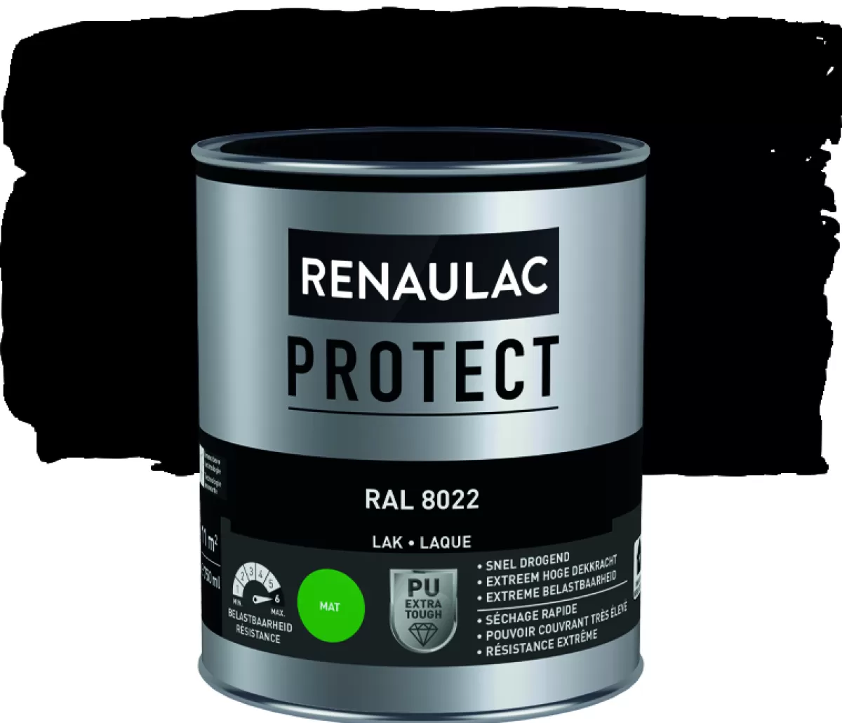 Brico Lakken-Renaulac Lak Protect Ral8022 Mat 750Ml