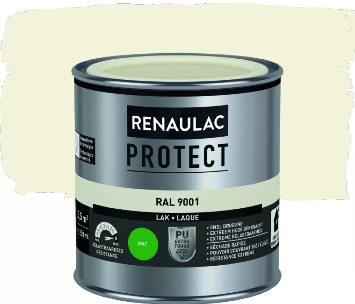 Brico Lakken-Renaulac Lak Protect Ral9001 Mat 250Ml