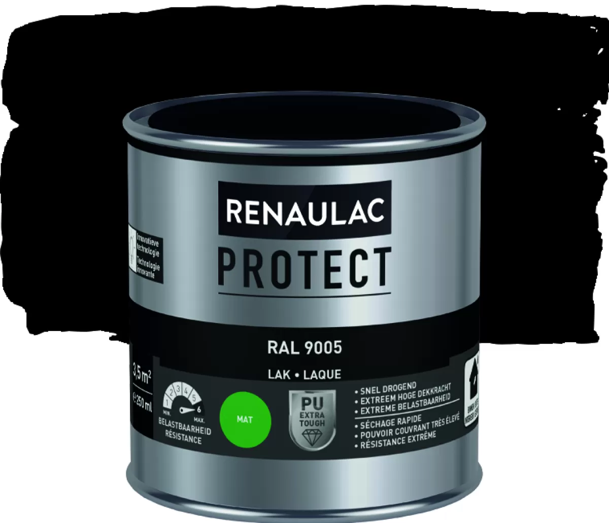 Brico Lakken-Renaulac Lak Protect Ral9005 Mat 250Ml