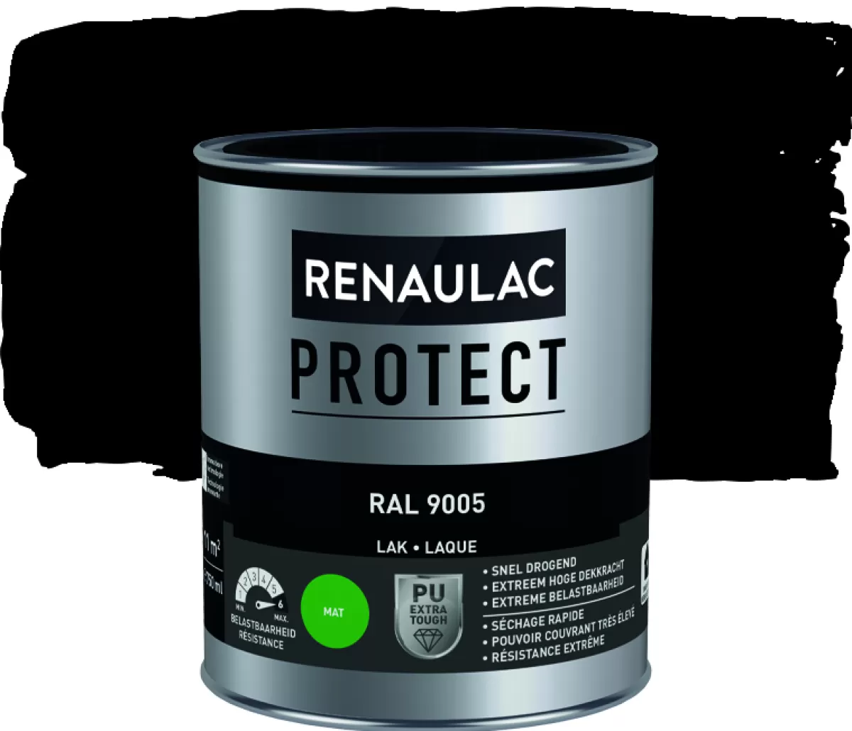 Brico Lakken-Renaulac Lak Protect Ral9005 Mat 750Ml