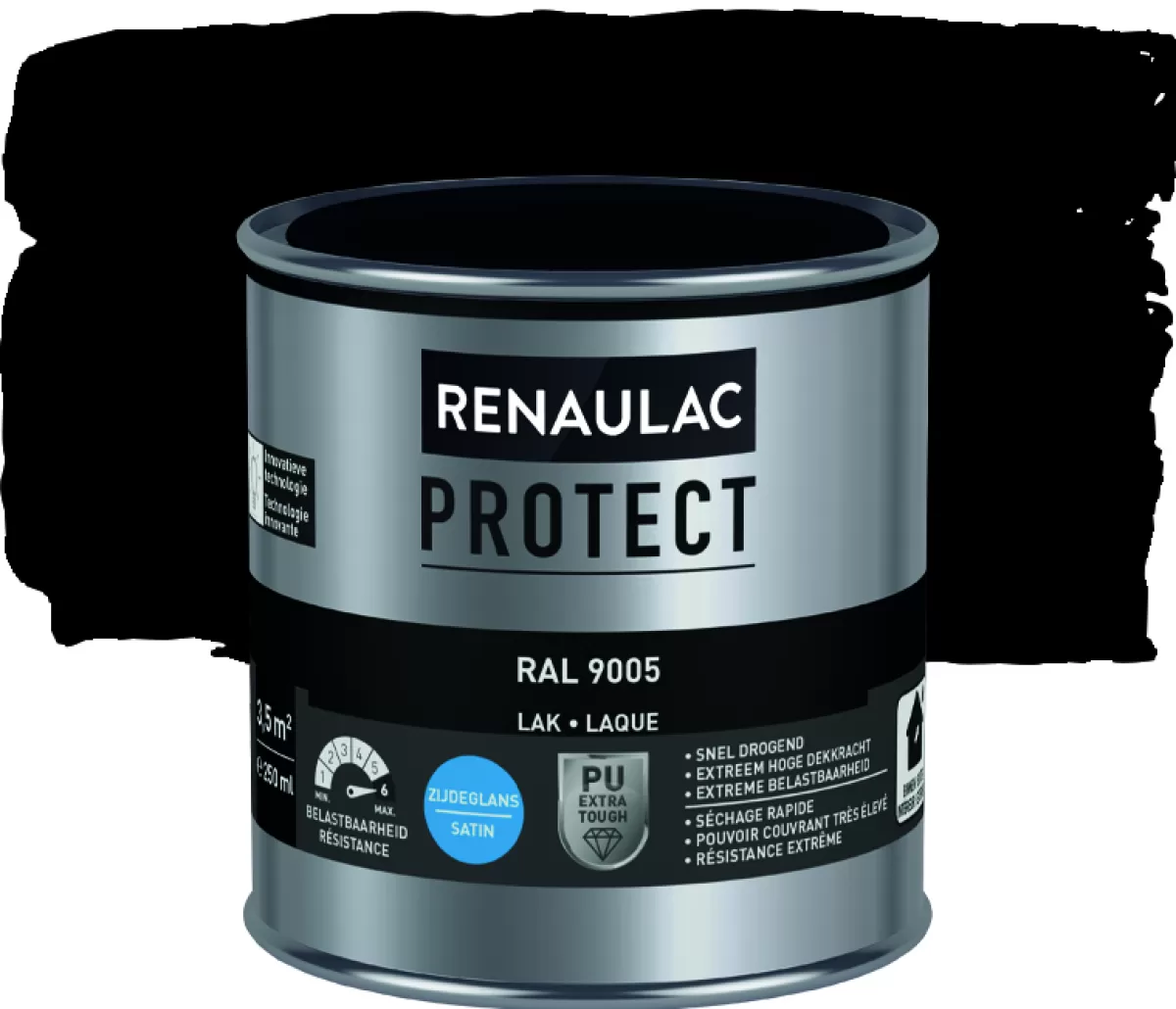 Brico Lakken-Renaulac Lak Protect Ral9005 Zijdeglans 250Ml